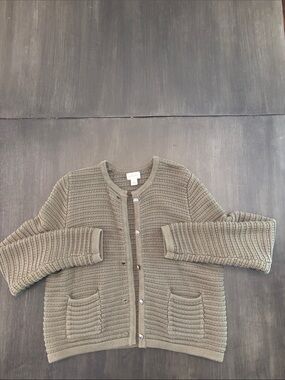 Caslon Olive Green Knit Button-Front Women's Cardigan
